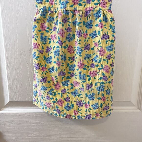 Vintage Oshkosh B'Gosh Yellow Floral Corduroy Overall USA Dress Girls SZ 5 FLAWS - Picture 4 of 16